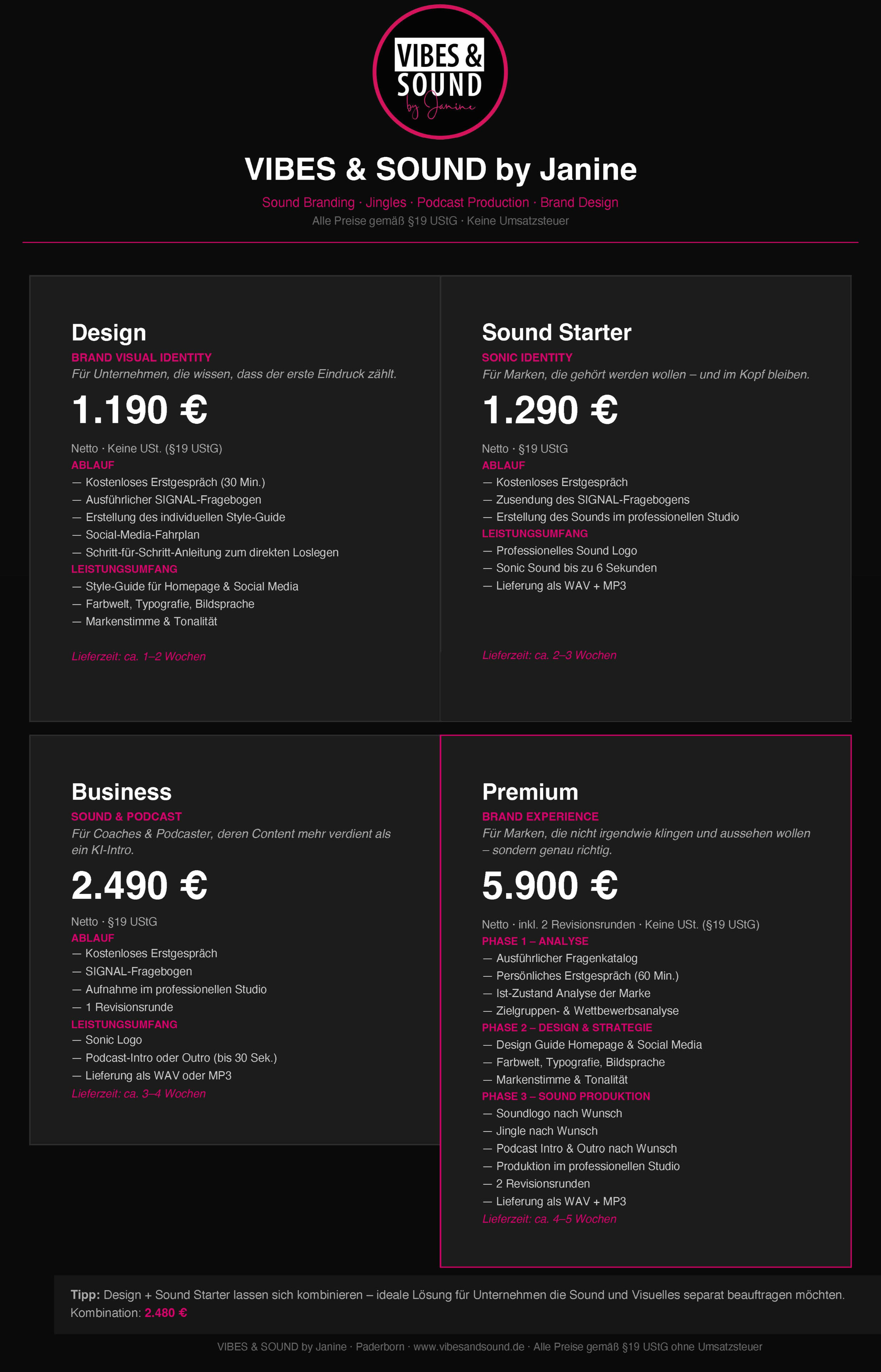 Sound Branding und Brand Design Pakete – VIBES & SOUND by Janine, Paderborn